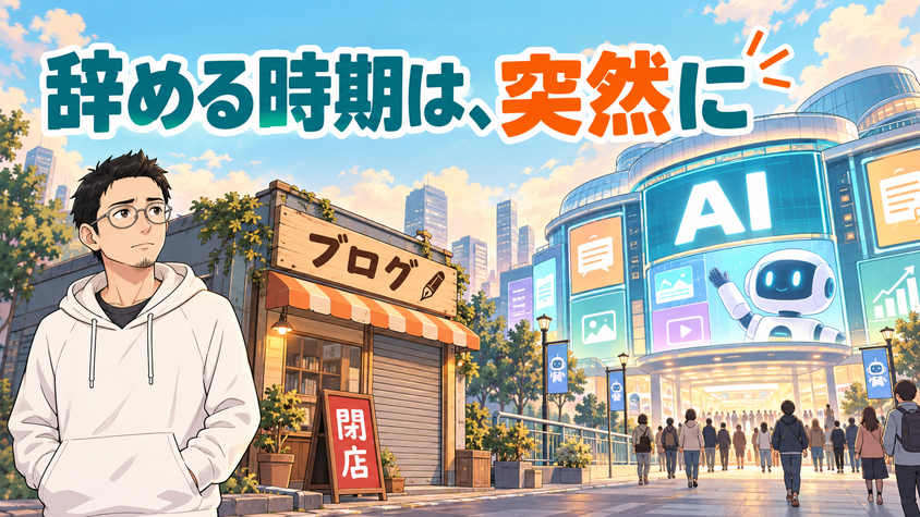 AIに仕事を奪われる形でリタイアのタイミングがやってきたことを表すイラスト