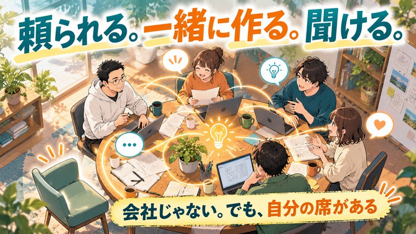 ブログの仕事の中にあった「ゆるい所属」——チームや相談でつながる人たちのイラスト