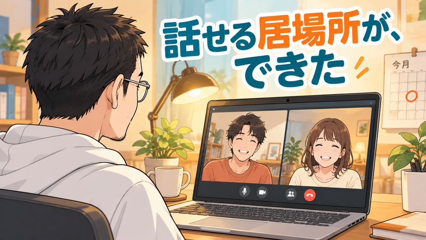 FIREの「その先」を仲間と気軽に話せるオンラインの居場所のイラスト