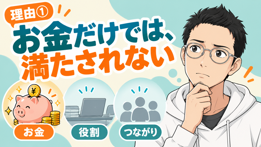 幸せを支える3つの資本(金融資本・人的資本・社会資本)を表すイラスト